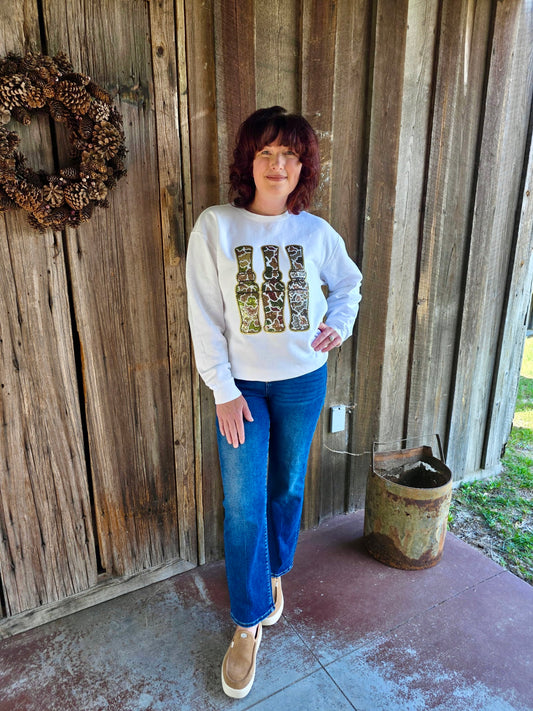 Duck Call Sequins Sweatshirt-White