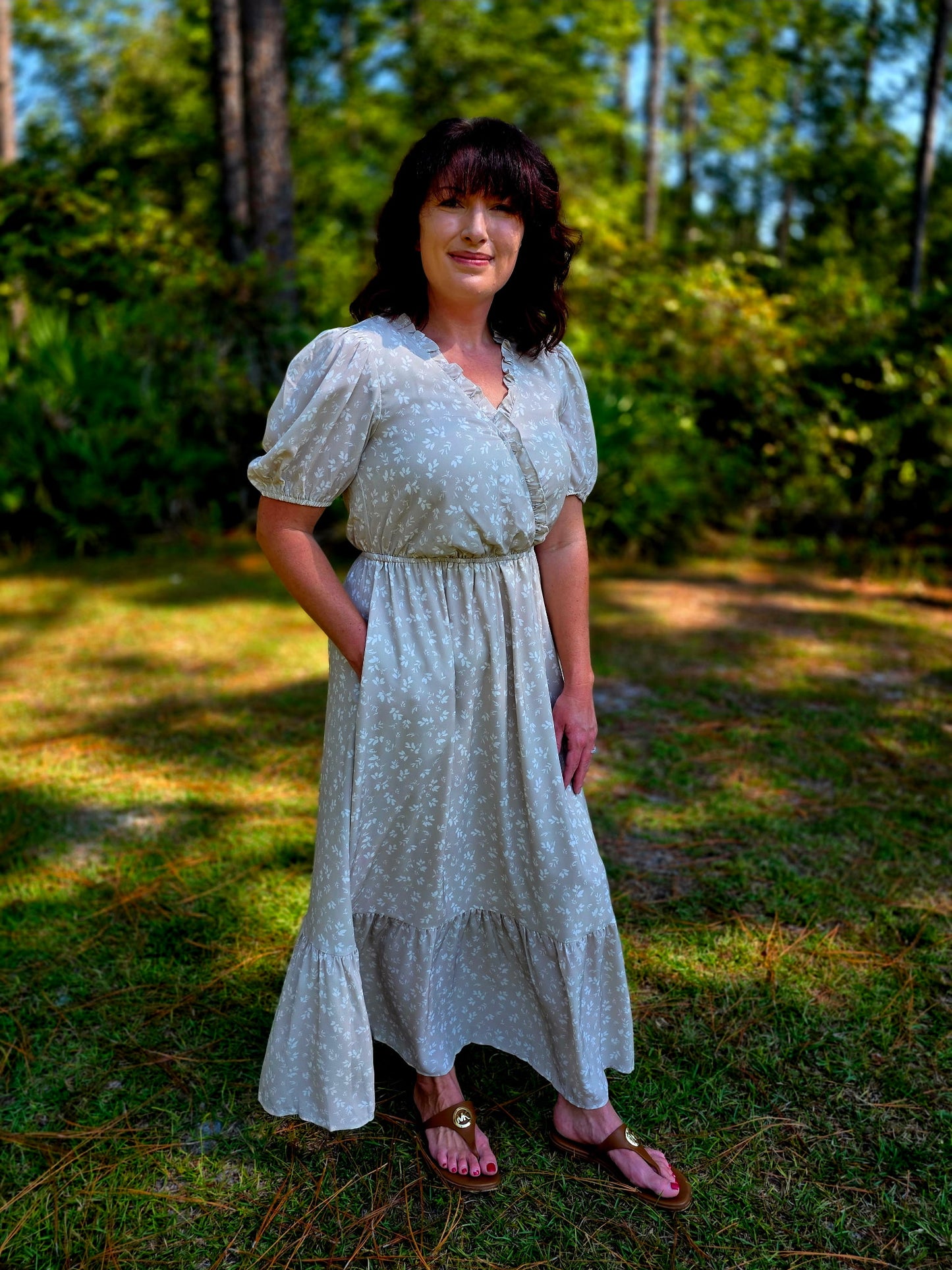 Willow Cream Floral Wrap Maxi Dress