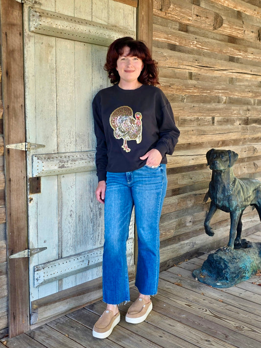 Turkey Sequins Sweatshirt-Black