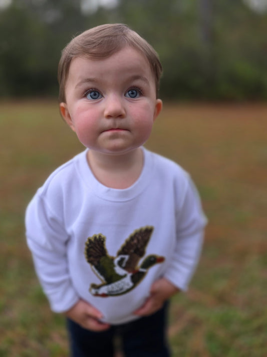 Sequin Mallard Duck Sweatshirt-White