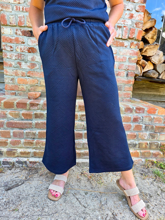 Textured Loose T Shirt and Drawstring Pants Set