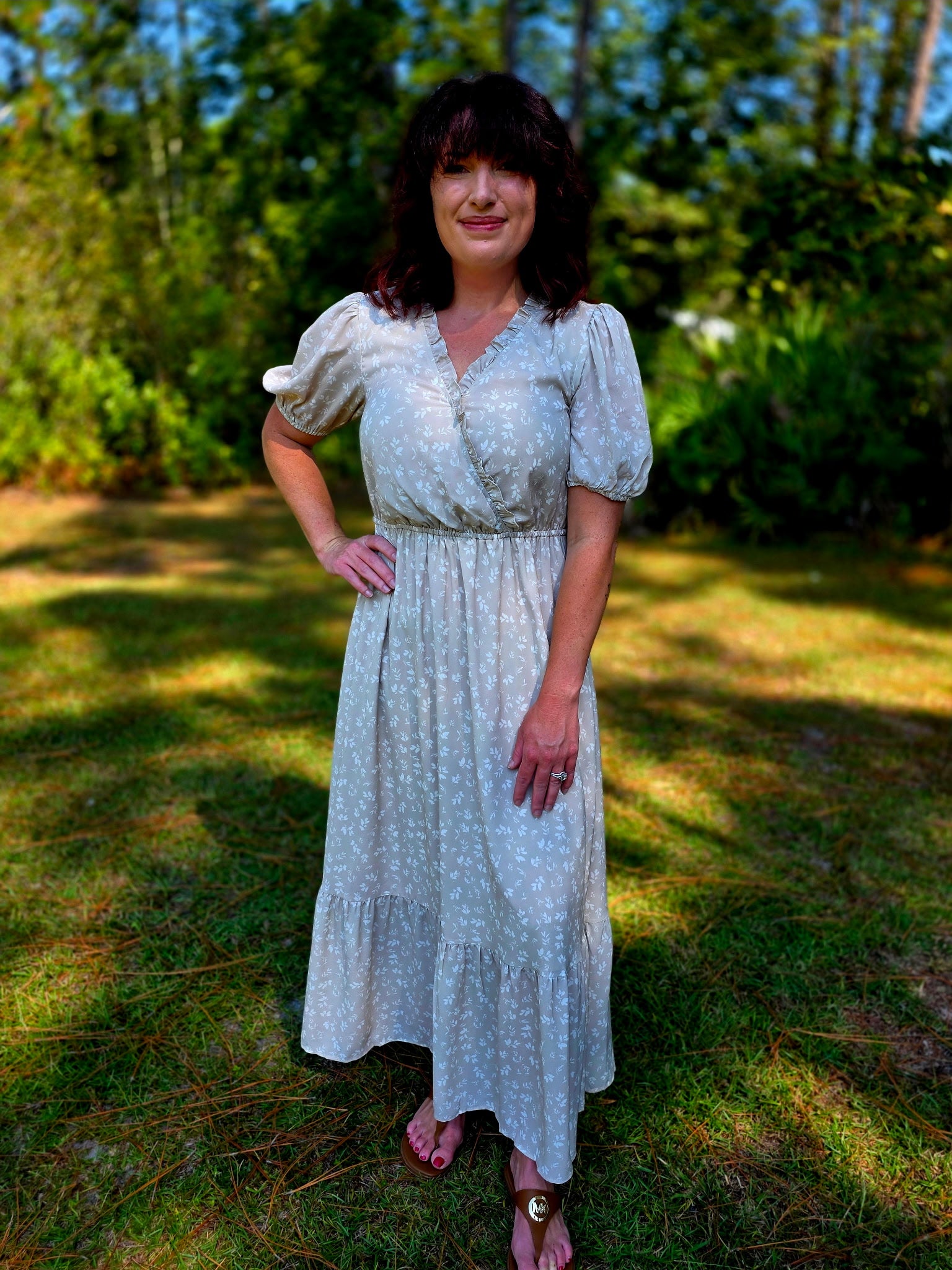Willow Cream Floral Wrap Maxi Dress