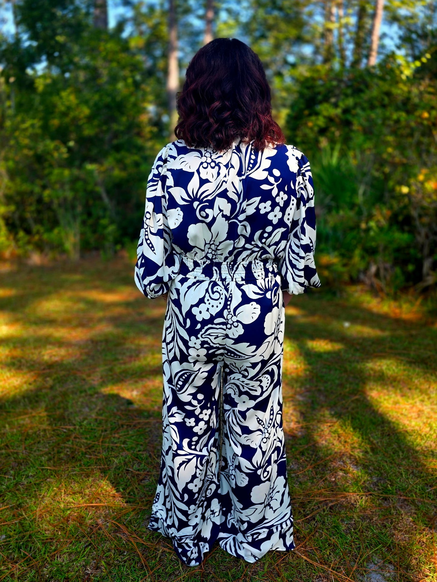 Midnight Garden Balloon Sleeve Romper by Umgee