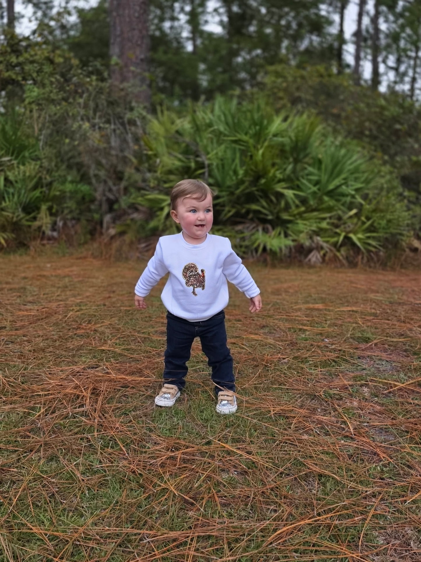 Sequin Turkey Sweatshirt-Black