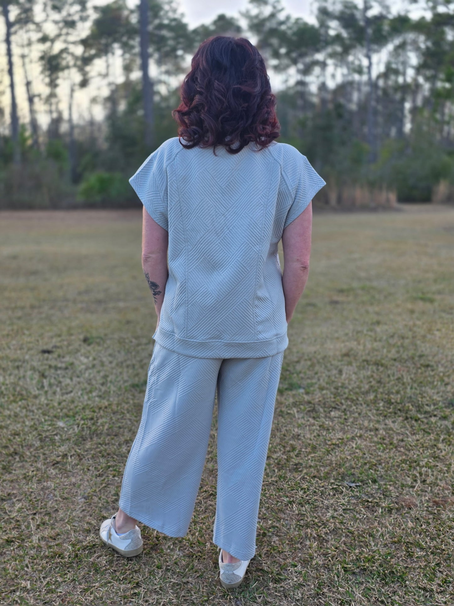 Umgee Short Sleeve Two Piece Set-Stone