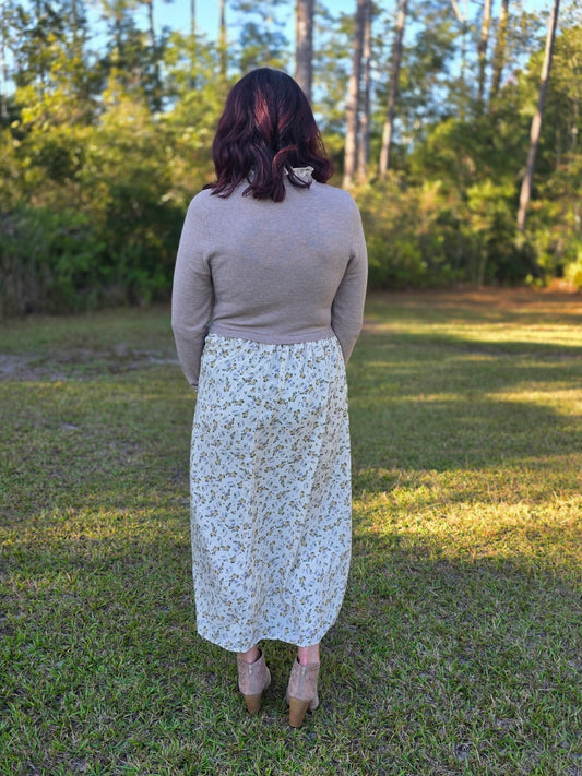 Floral Midi Dress with Knit top