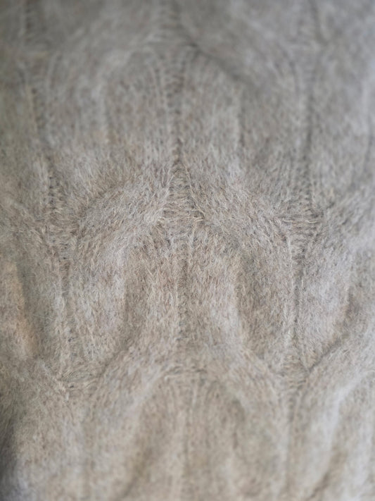 Umgee Cable Knit Sweater-Stone