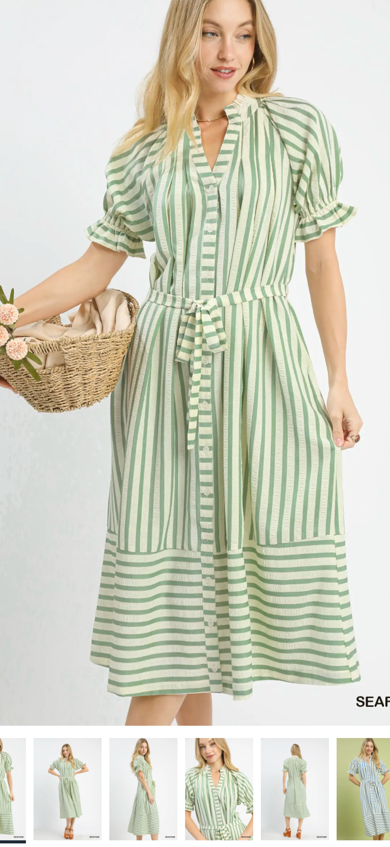 Umgee Green Stripe Dress