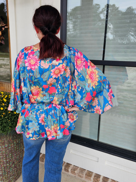 Umgee Floral Print Blouse