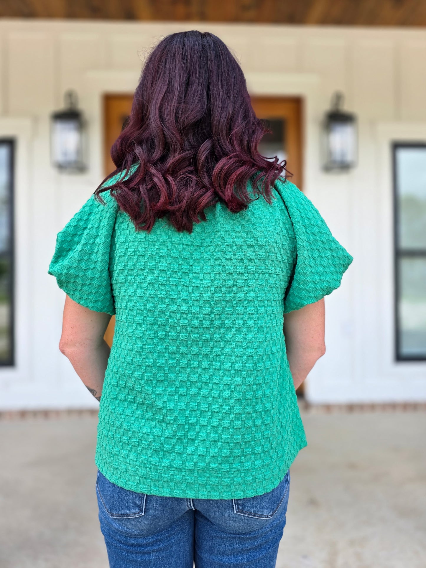 Umgee Textured Teal Blouse