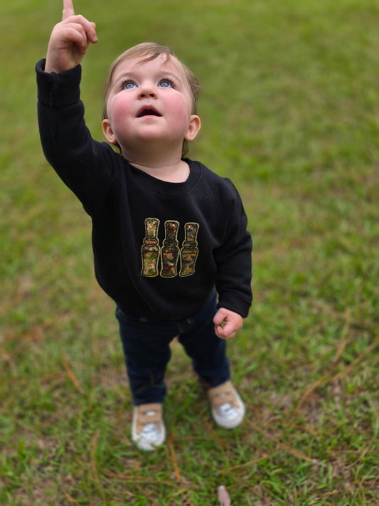 Sequin Duck Calls Sweatshirt-Black