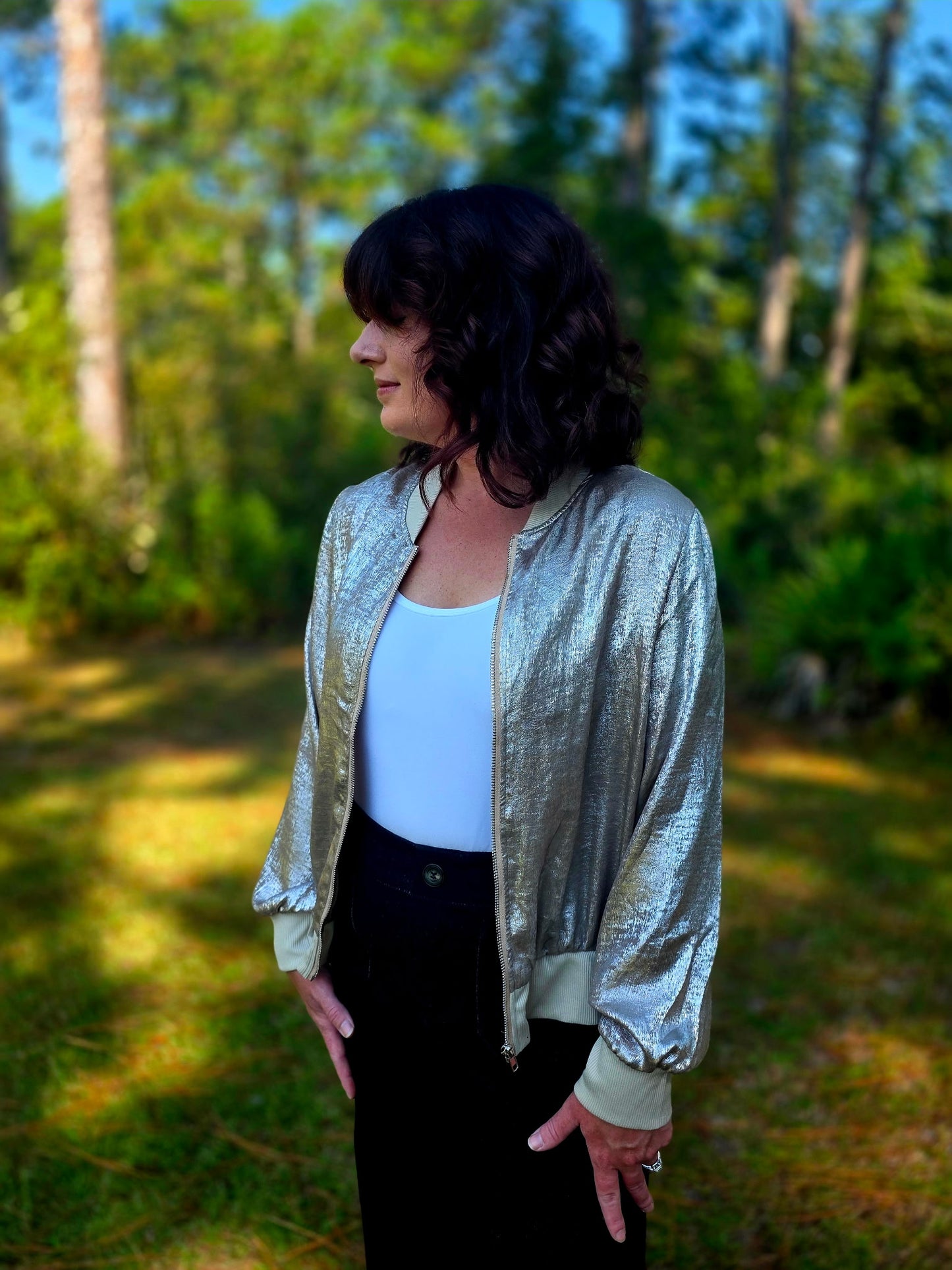 Shimmer Chic Zip-Up Jacket