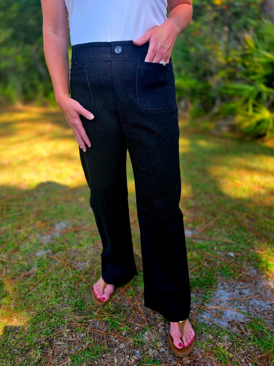 High Rise Wide Leg Denim Pants by Umgee-Black