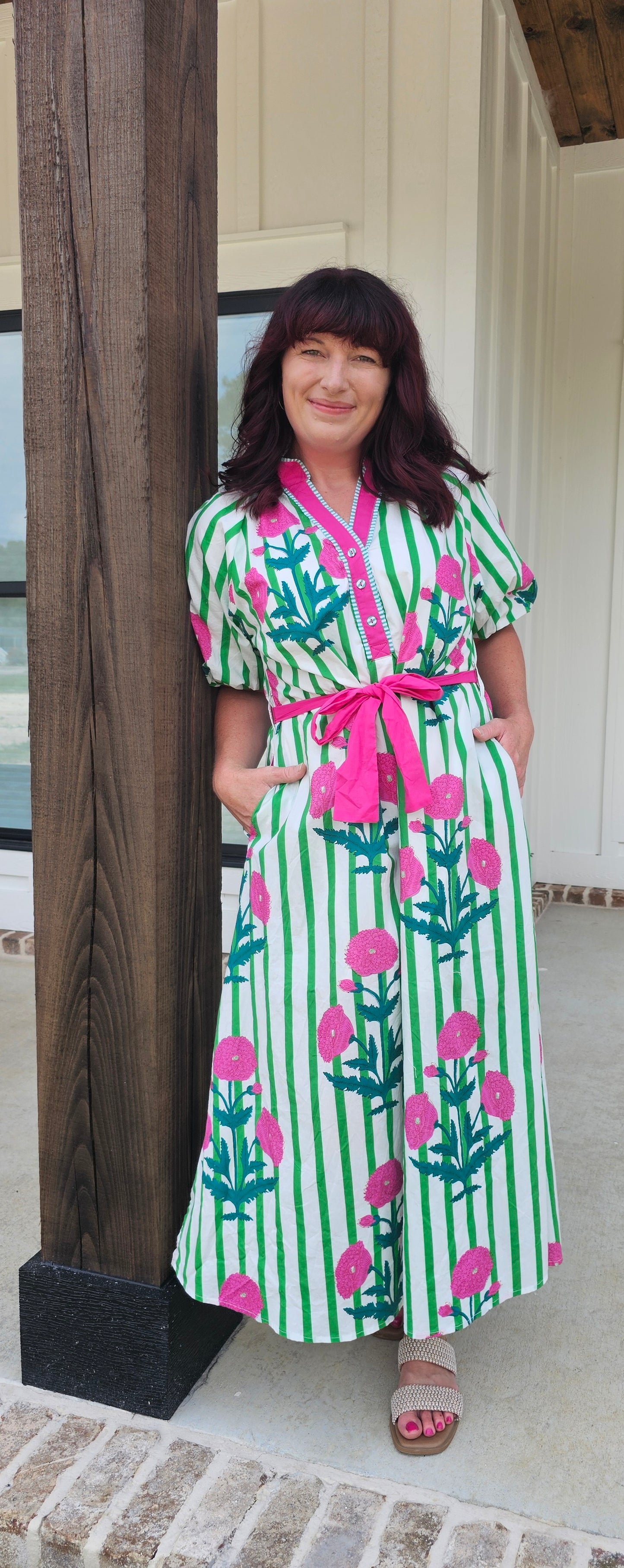 Umgee Floral Print Midi Dress