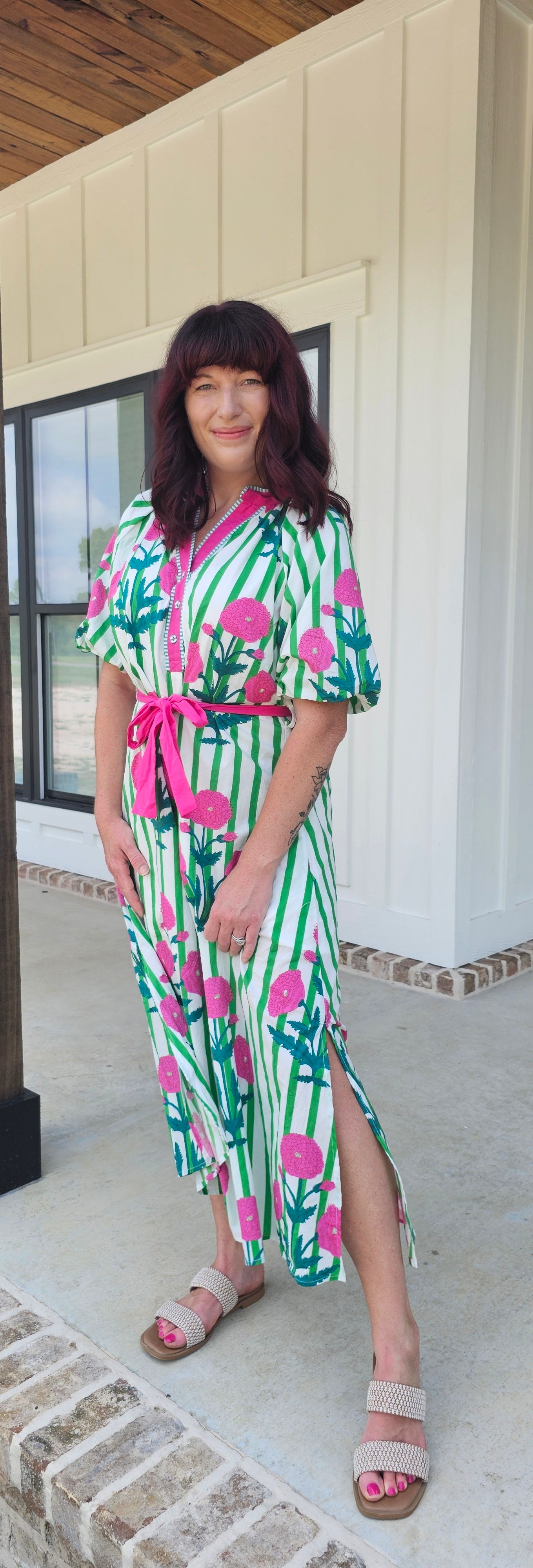 Umgee Floral Print Midi Dress