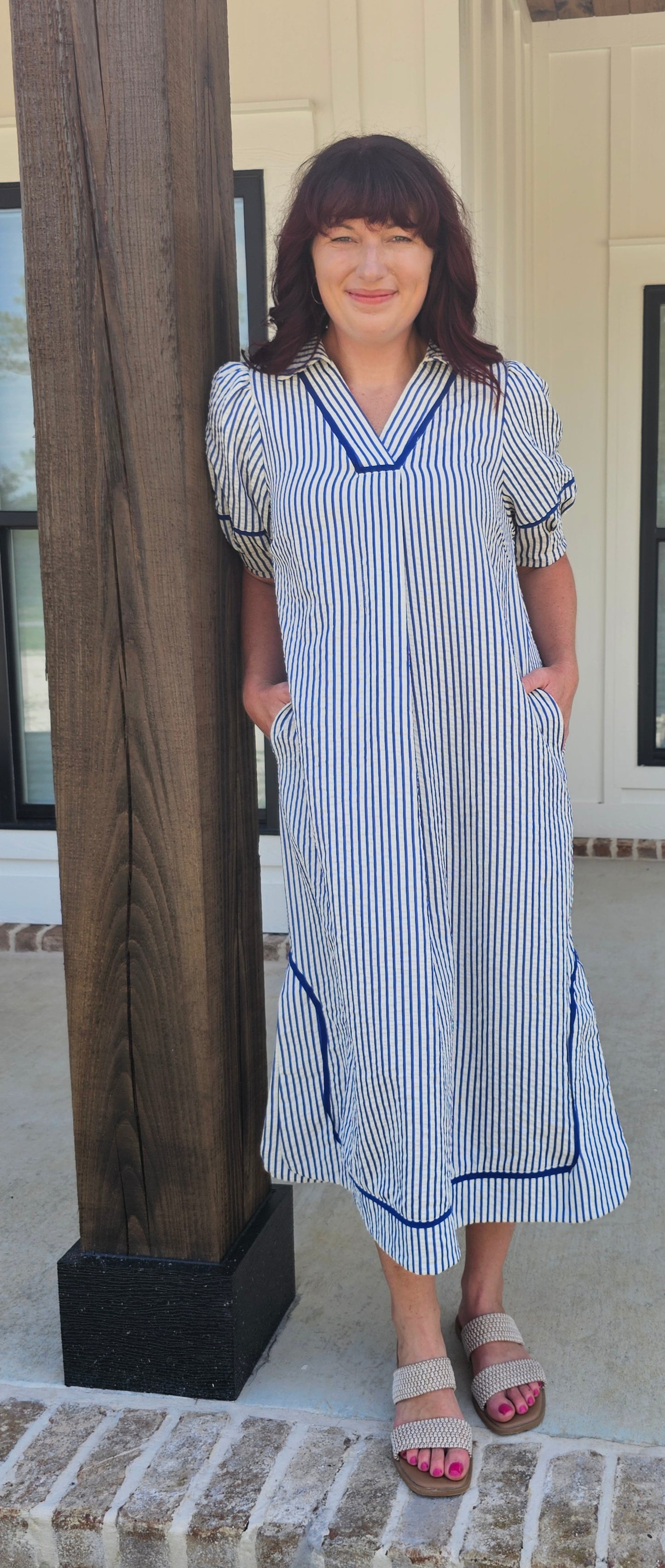 Umgee Blue Stripe Dress