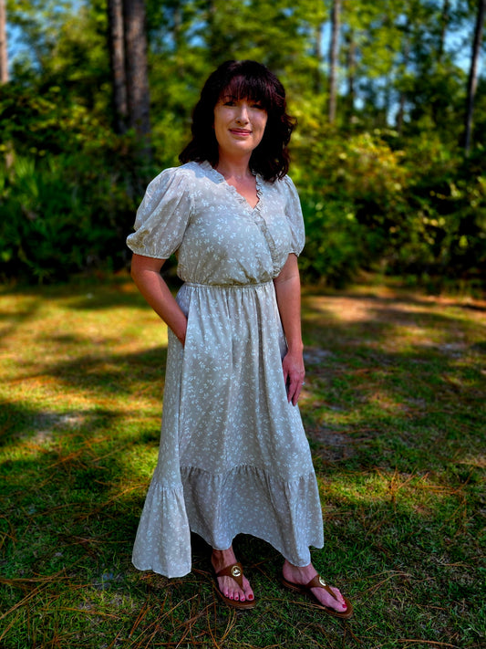 Willow Cream Floral Wrap Maxi Dress