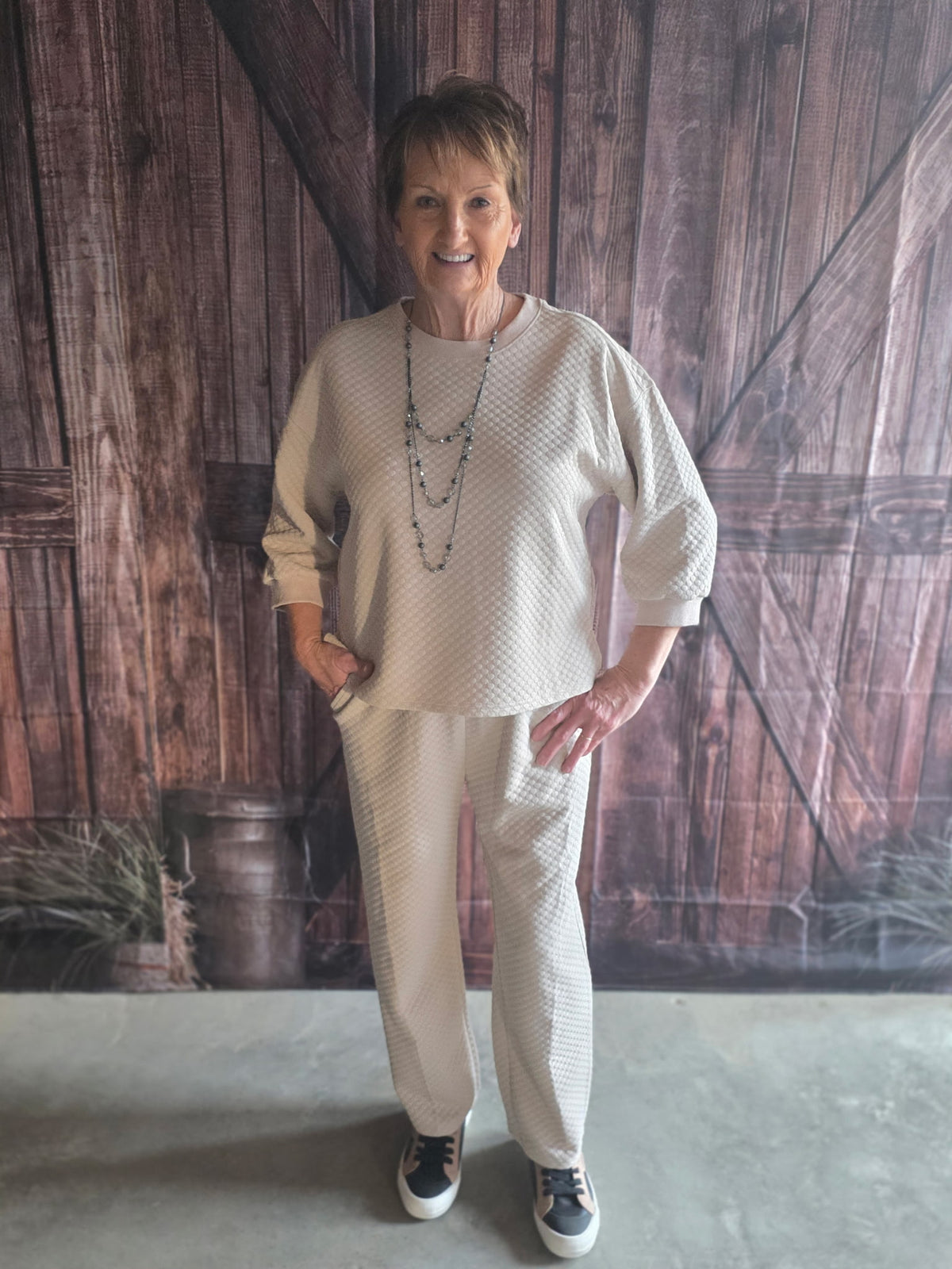 Jodifl Long Sleeve Two Piece Set-Cream