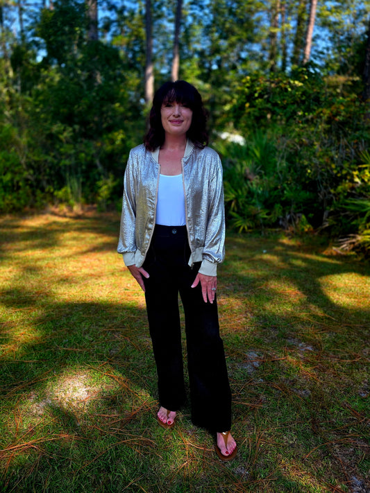 Shimmer Chic Zip-Up Jacket