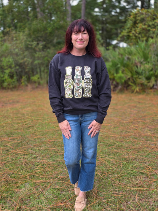 Duck Call Sequins Sweatshirt-Black