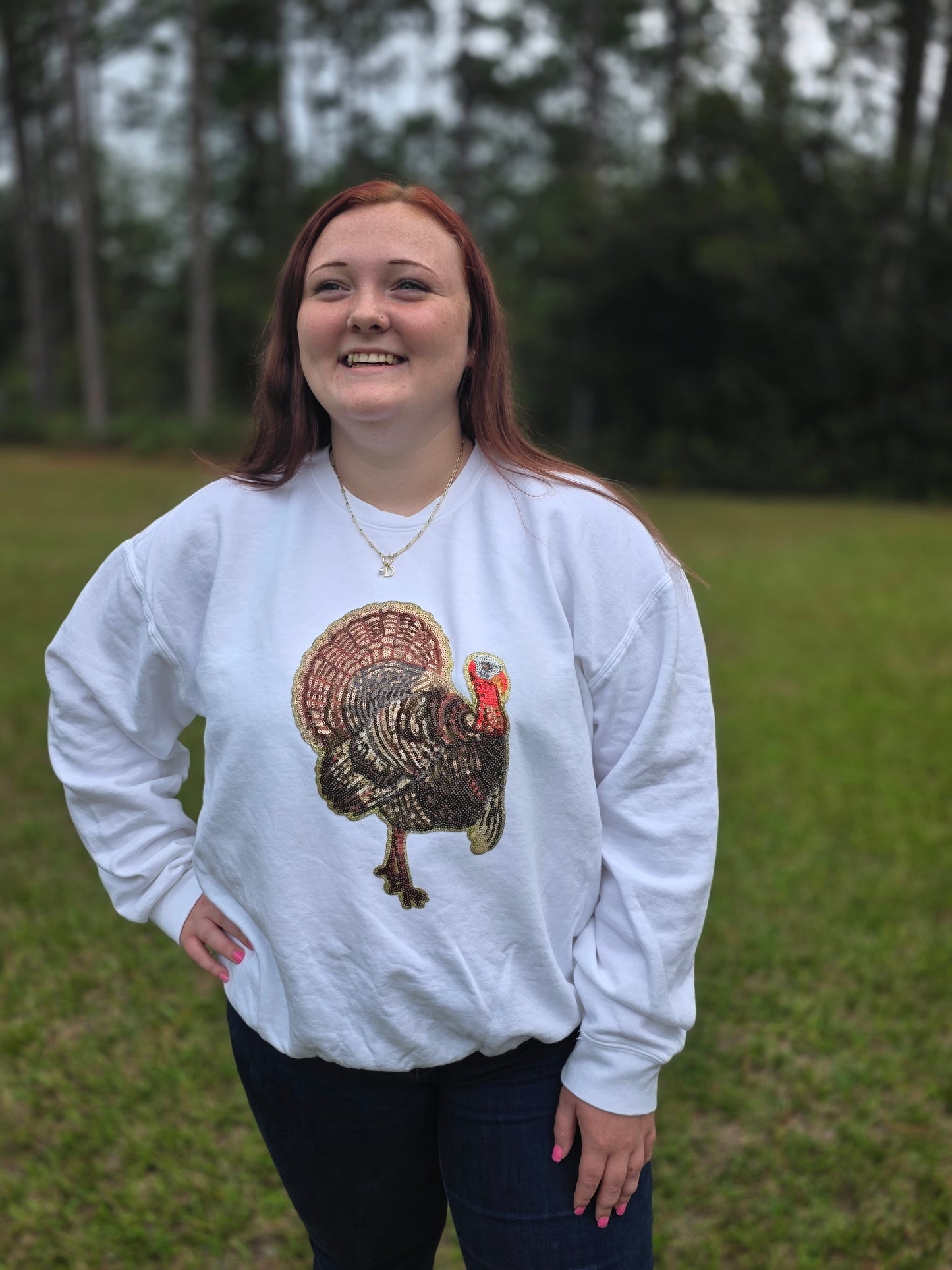 Turkey Sequins Sweatshirt-White