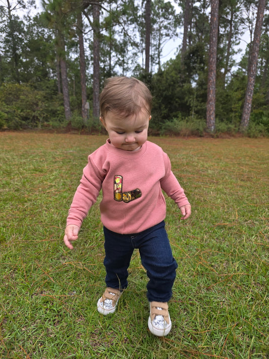 Sequin Shotgun Shells Sweatshirt-Mauve
