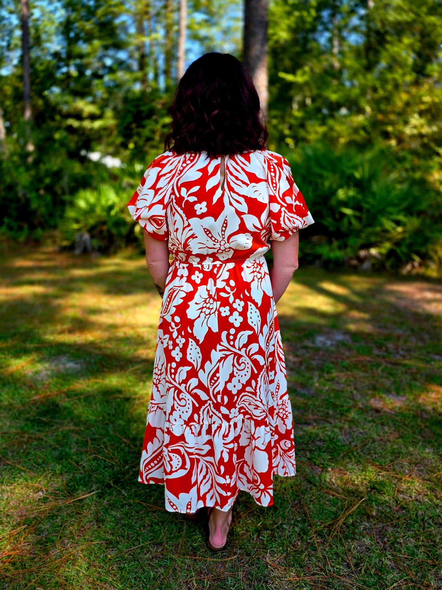 Botanical Breeze Midi Dress by Umgee-Tomato Mix