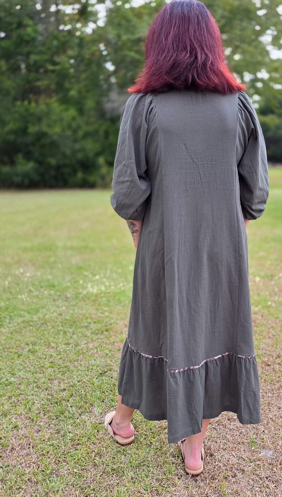 V Neck Collard Midi Dress by Umgee-Olive