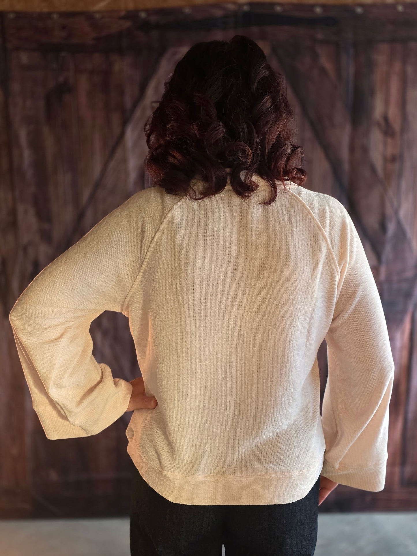 Umgee Knit Crew Sweater-Cream