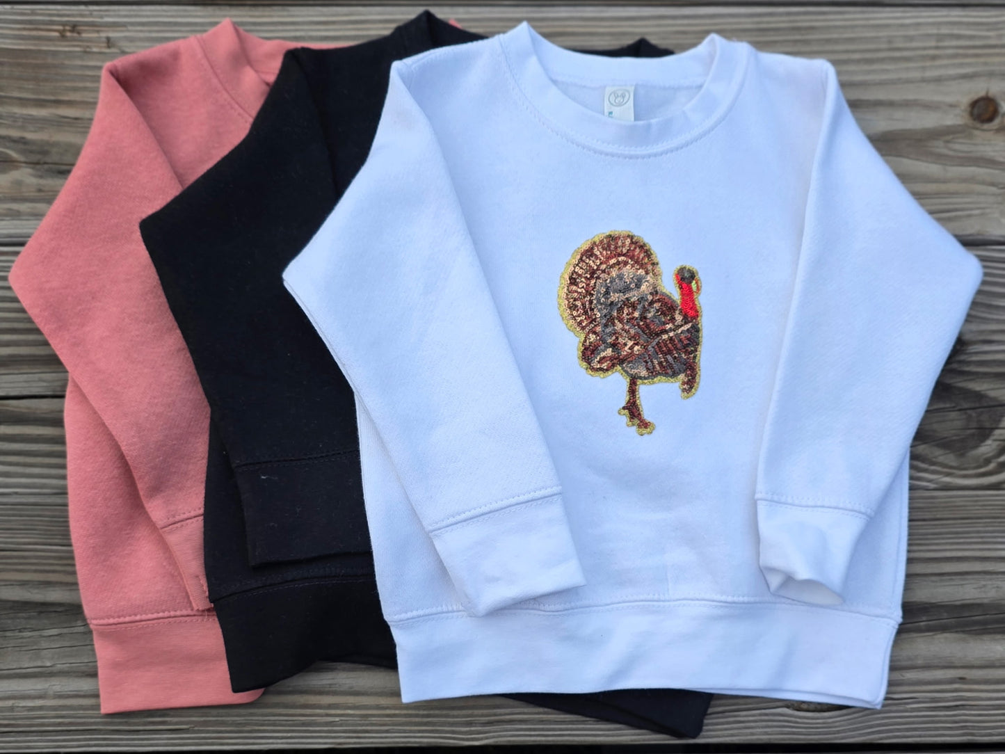 Sequin Turkey Sweatshirt-Black