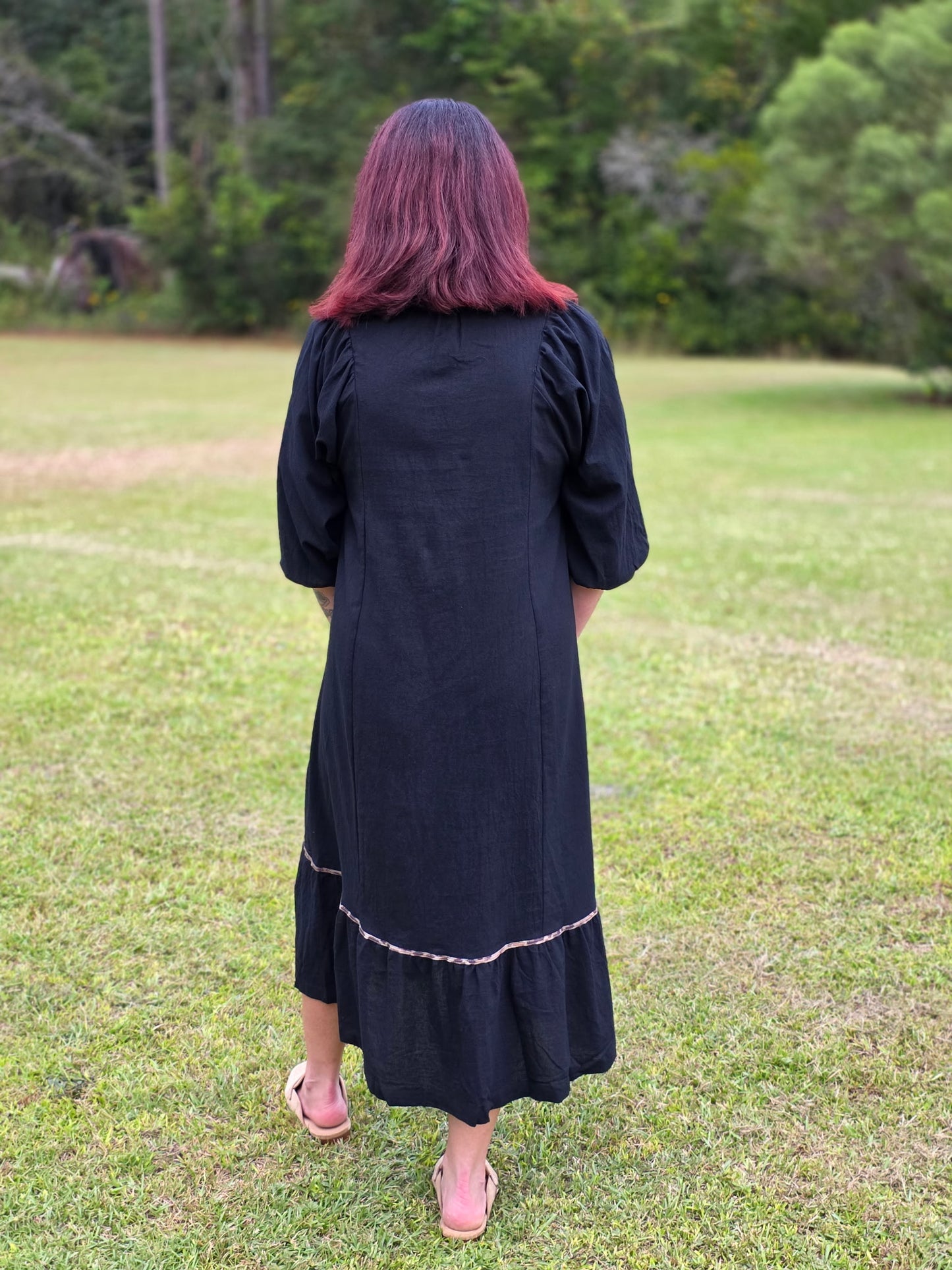 V Neck Collard Midi Dress by Umgee-Black