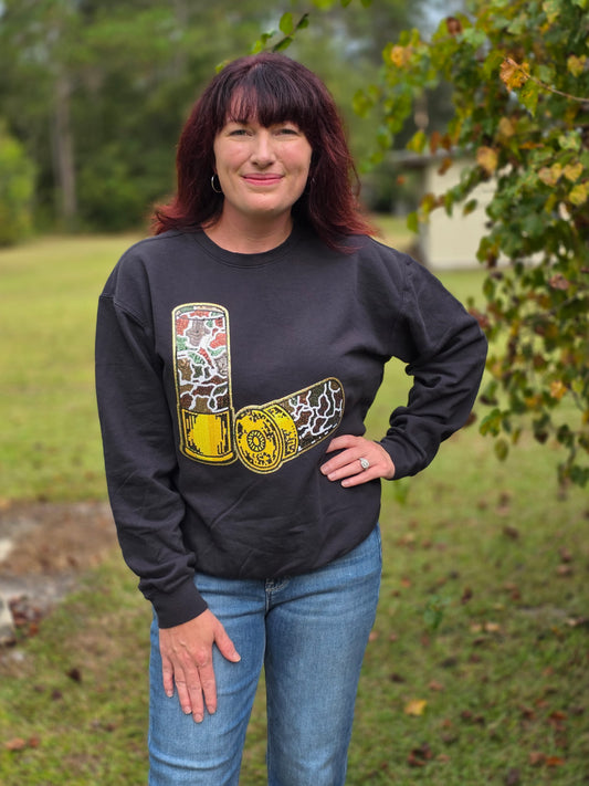 Sequin Shotgun Shells Sweatshirt-Black