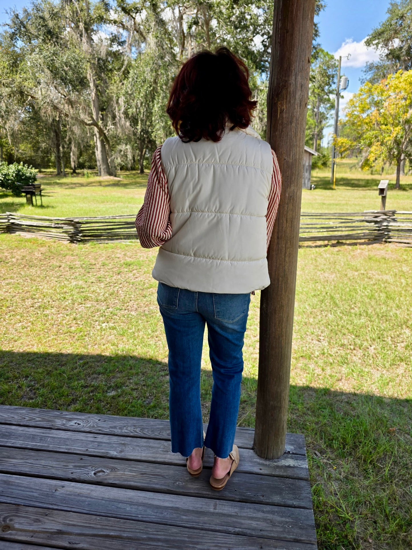 Winter White Zip-Up Puffer Vest