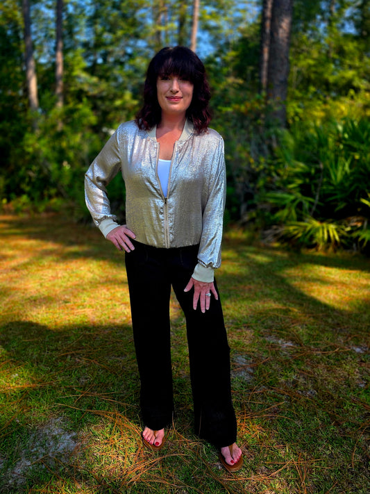 Shimmer Chic Zip-Up Jacket