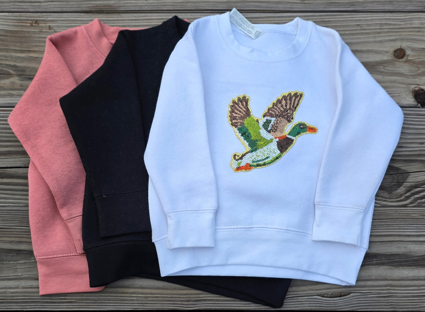 Sequin Mallard Duck Sweatshirt-Mauve