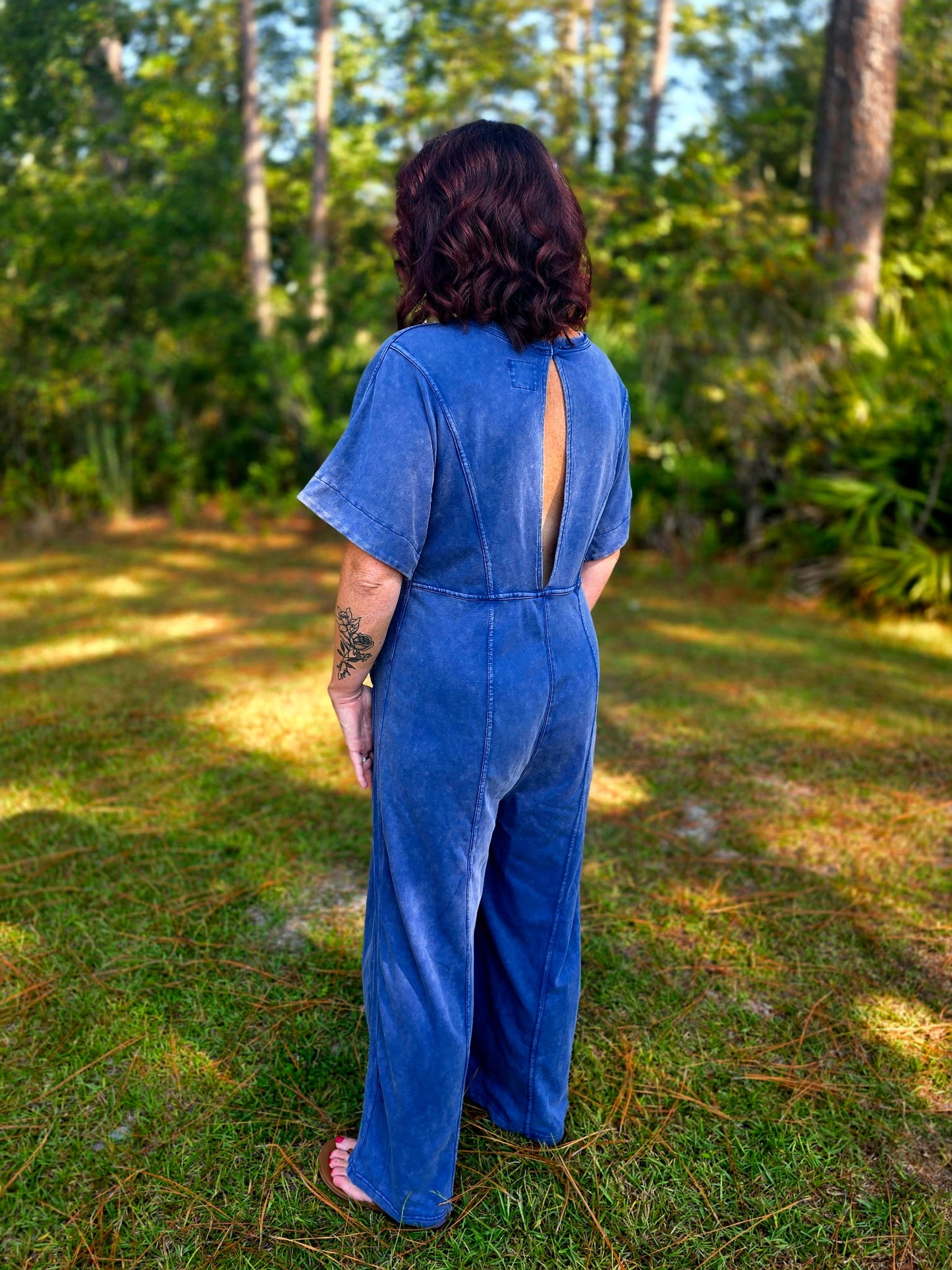 Coastal Ease Wide-Leg Jumpsuit by Umgee-Blue