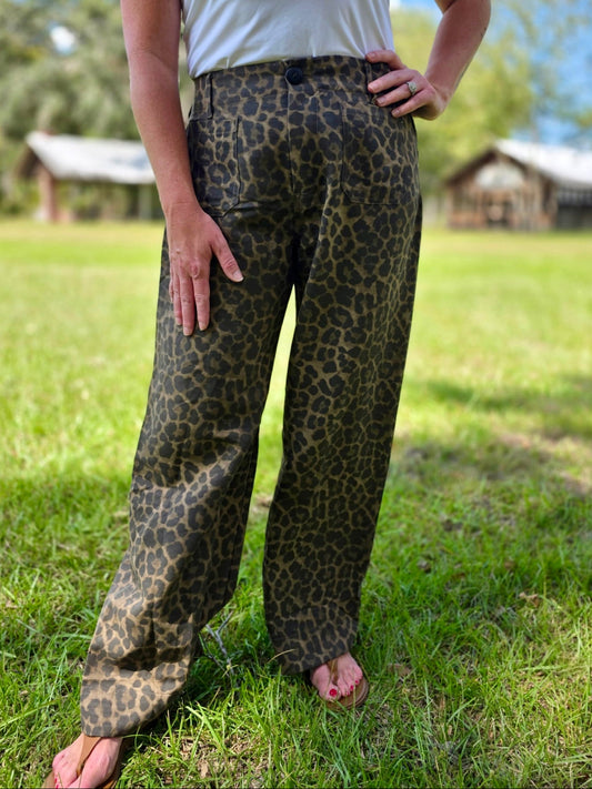 Animal Print Non-Stretch Wide Leg Pants by Umgee