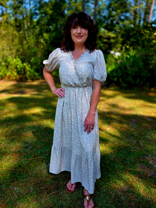 Willow Cream Floral Wrap Maxi Dress