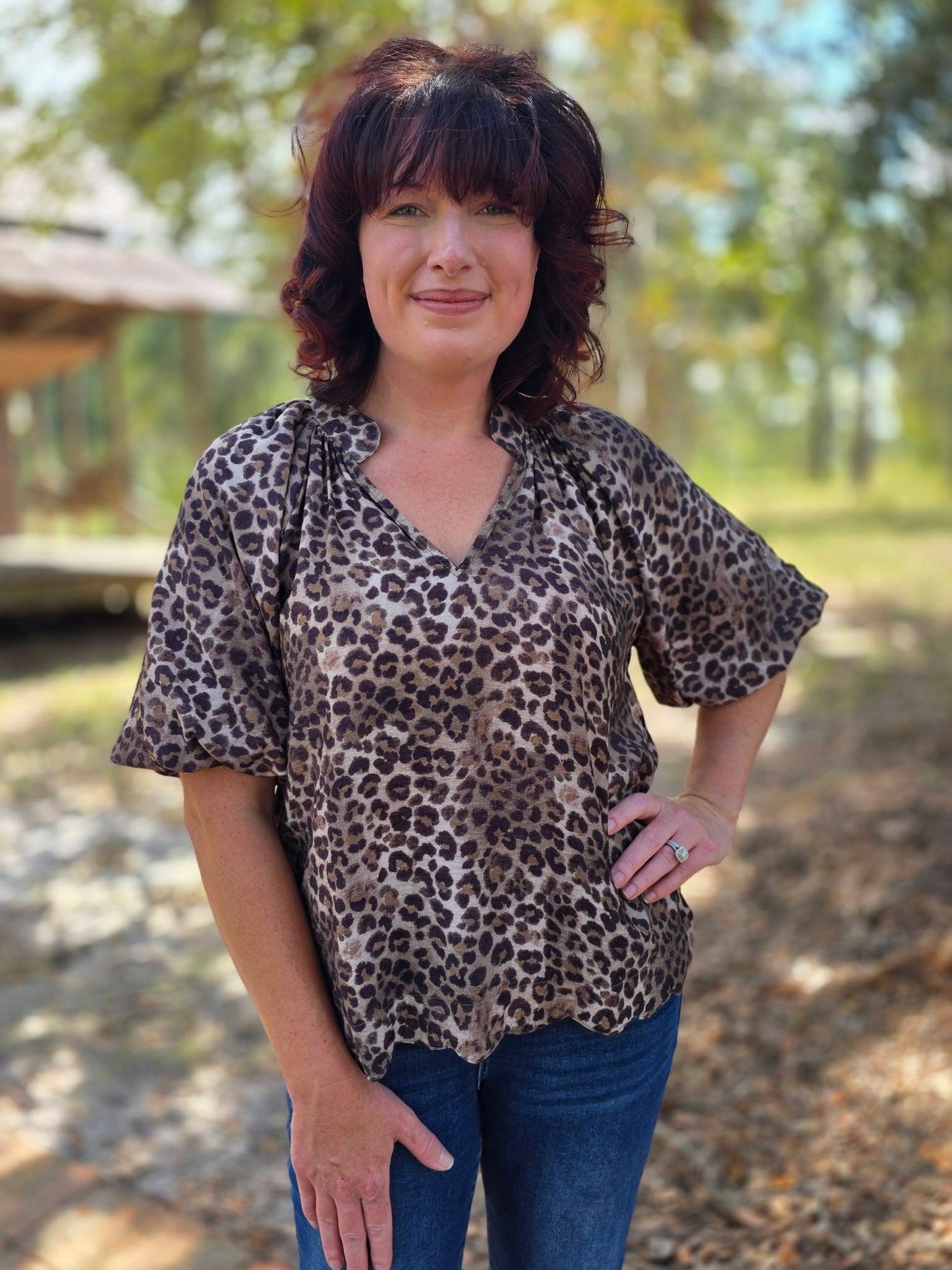 Olive Wild Whisper Blouse by Umgee
