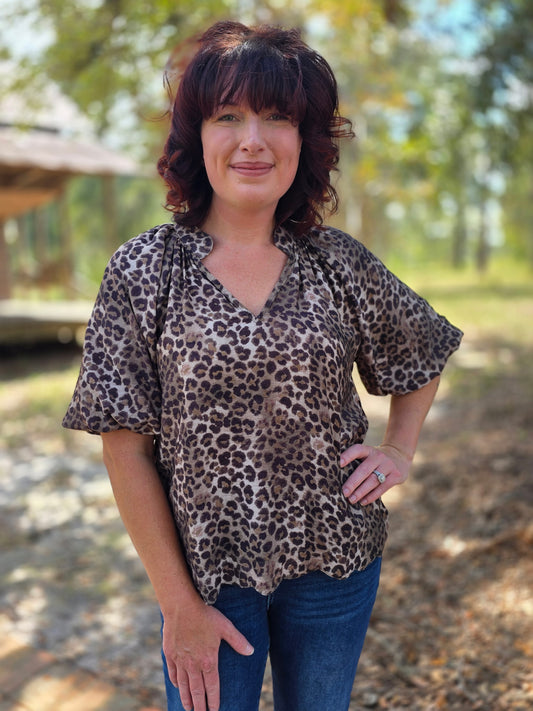 Olive Wild Whisper Blouse by Umgee