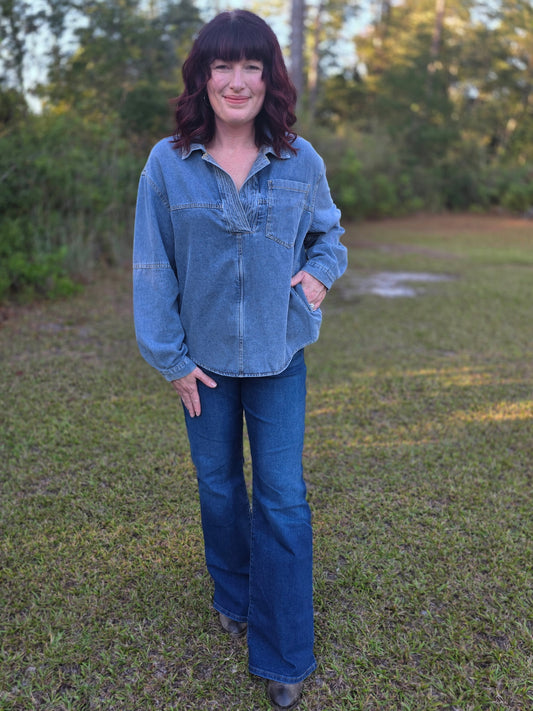 Denim Dreams Pullover Top