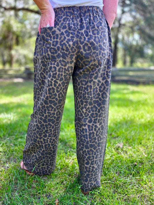 Animal Print Non-Stretch Wide Leg Pants by Umgee
