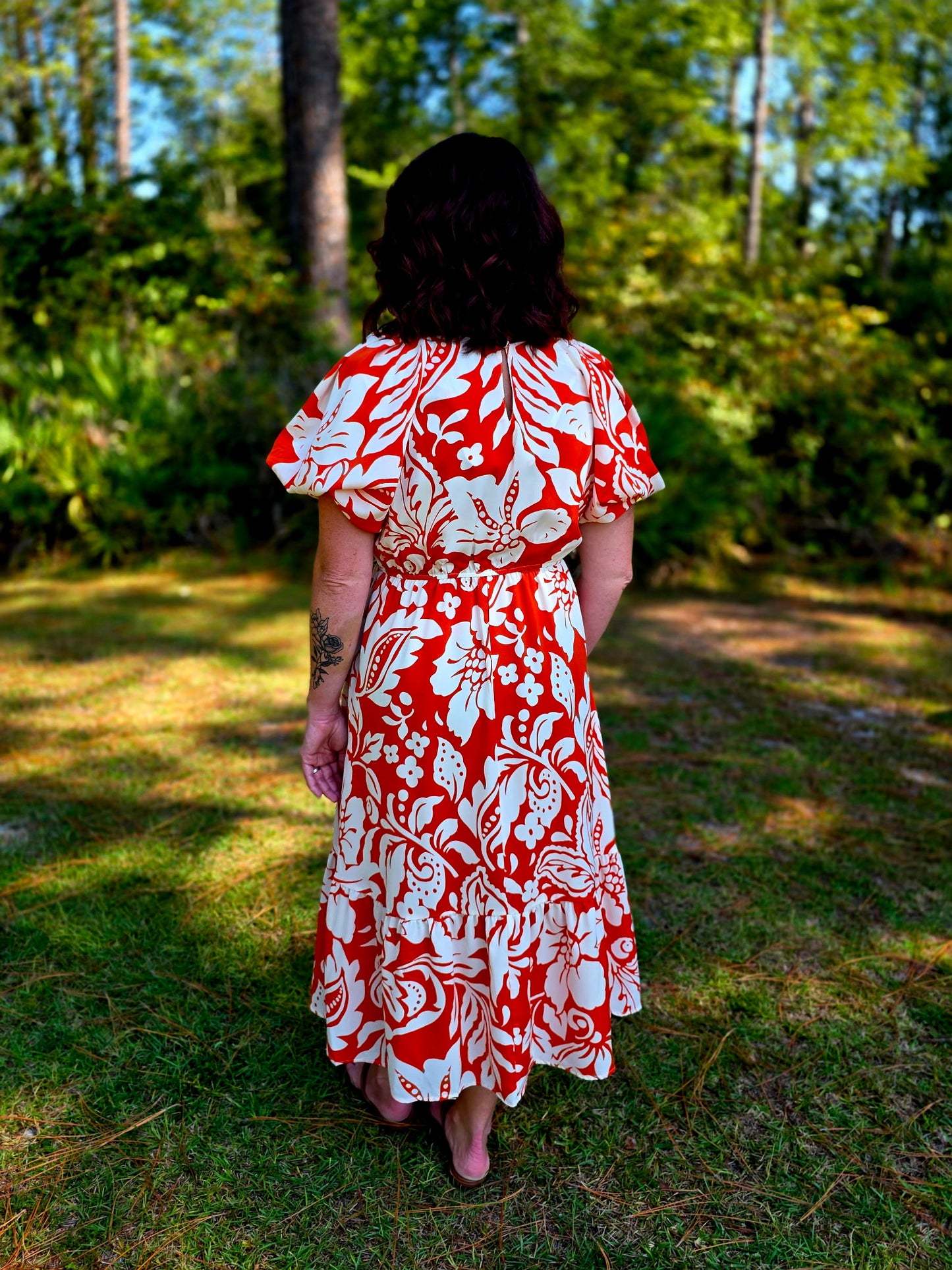 Botanical Breeze Midi Dress by Umgee-Tomato Mix