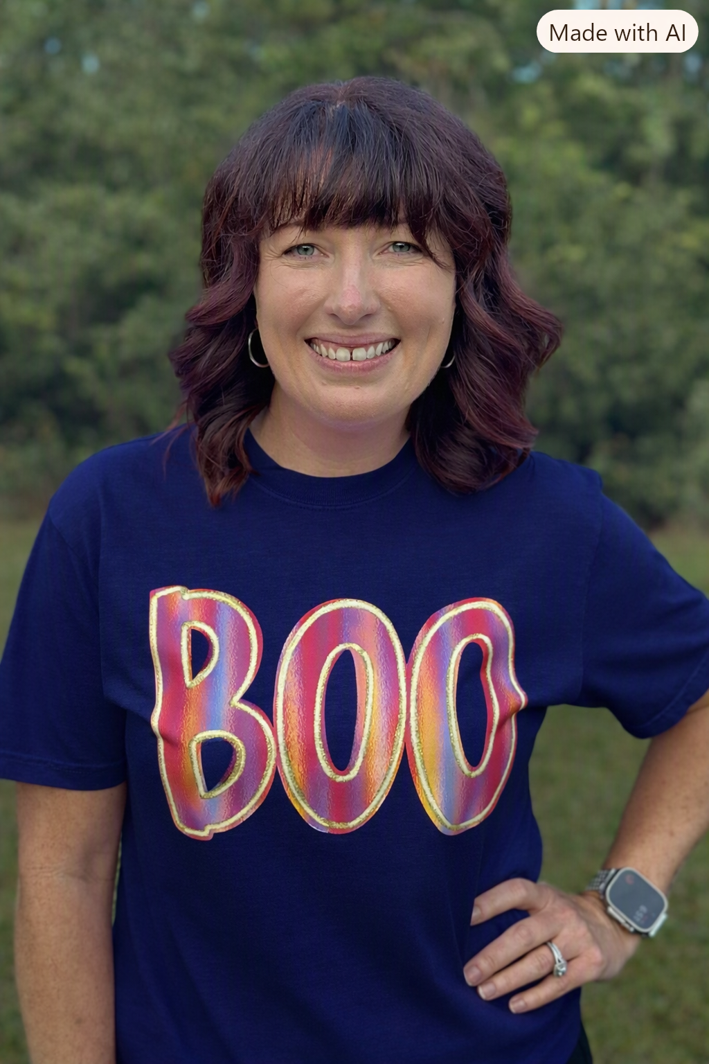 BOO Halloween Shirt-Navy
