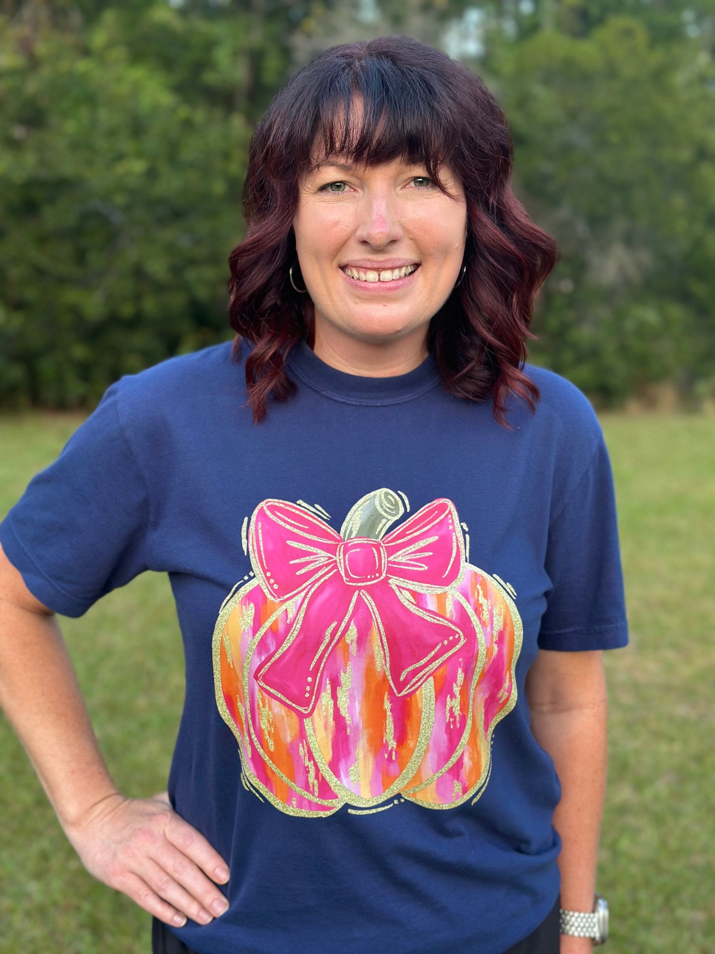 Pumpkin Halloween Shirt-Navy