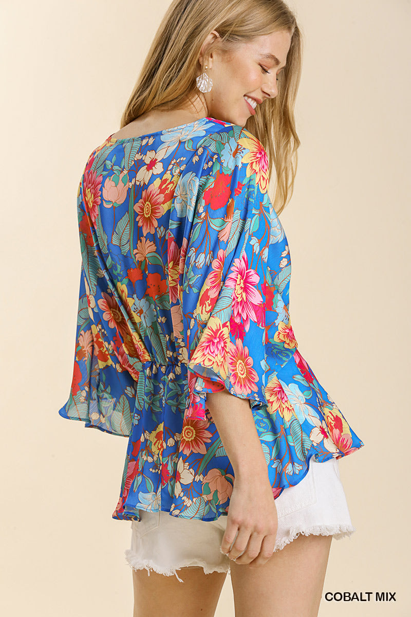 Umgee Floral Print Blouse
