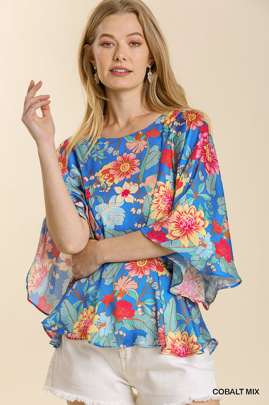 Umgee Floral Print Blouse