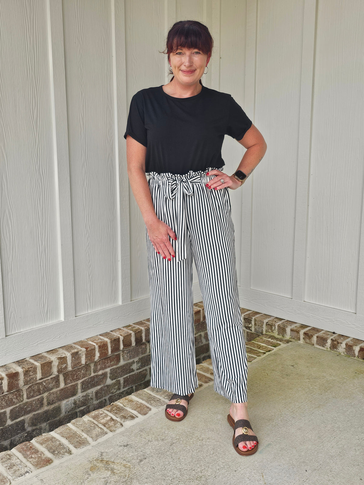 Ldc Striped Knot Natural Pocket Pants