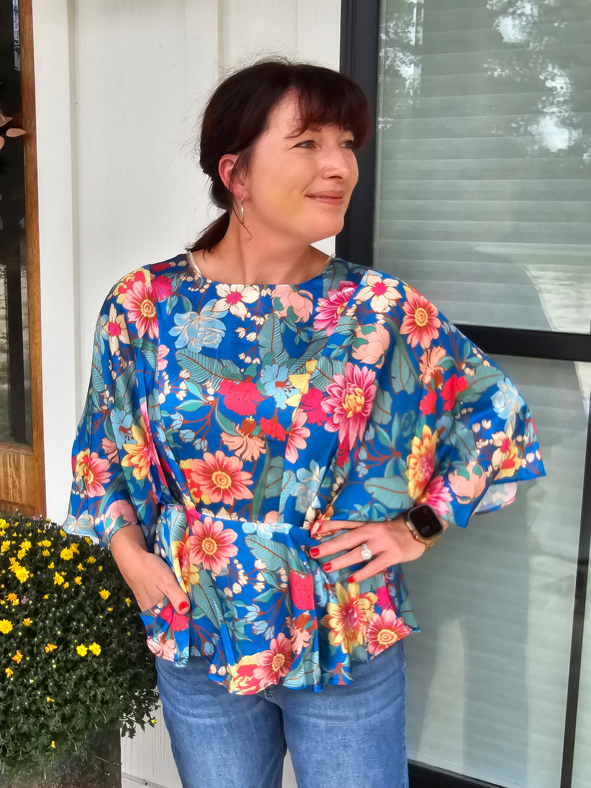 Umgee Floral Print Blouse