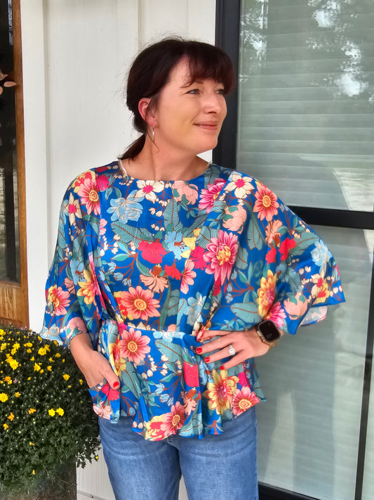 Umgee Floral Print Blouse